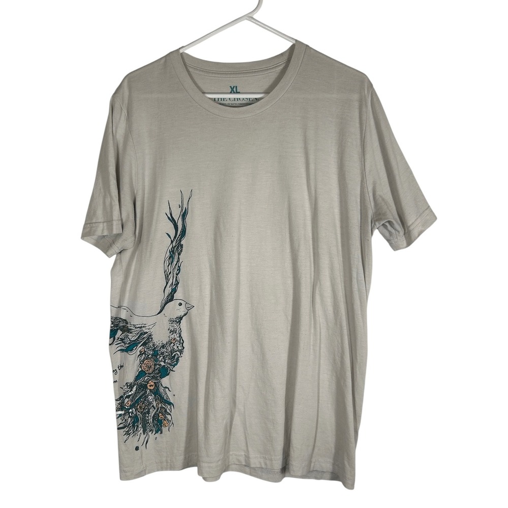 The Chosen Dove Graphic T-Shirt XL Light Gray Short Sleeve Christian Quote Tee